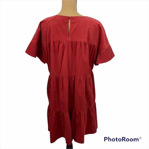 V evy j Red dress Short Sleeve Velvet Size L  NEW. A line relaxed fit - Picture 3 of 13